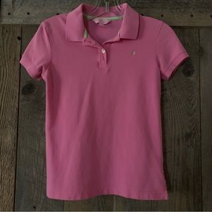 Women’s XS LILLY PULITZER Bright Pink Piqué Cotton Short Sleeve Polo Shirt EXC